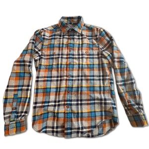 Express Men's Multicolor Plaid Flannel Button Down Shirt, Size: Small